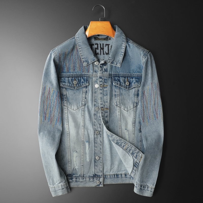 Streetwear High End Brand - Brand Vintage Washed Denim Jacket Men